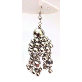 Silver Oxidized Earring Jhumka Jhumki Hook Dangle Drop Long Chandelier Hexagon